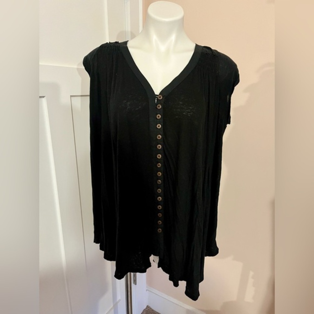 Free People Black Button-Down Women's Top